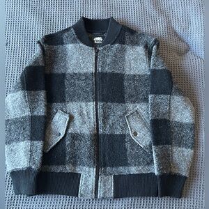 Roots: Black & Gray Wool Plaid Bomber Zip-Up Jacket - Size 2 (fits like a M)
